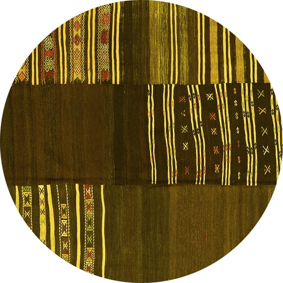 Ahgly Company Indoor Round Southwestern Yellow Country Area Rugs, 5' Round
