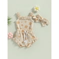 thumbnail image 4 of Musuos Baby Girls 3Pcs Summer Outfits, 3 6 12 18M Floral Sleeveless Strap Romper + Shorts + Headband Set, 4 of 9