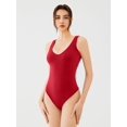 thumbnail image 2 of Body REORIA sexy para mujer, cuello en V profundo, sin espalda, rojo, 2 of 4