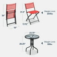 thumbnail image 3 of Best Choice Products 3-Piece Patio Bistro Dining Furniture Set w/ Glass Tabletop, Folding Chairs - Red, 3 of 10