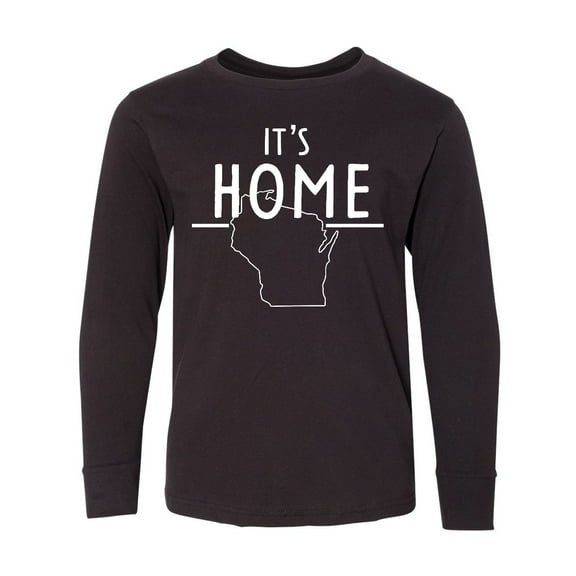 Inktastic It's Home- State of Wisconsin Outline Long Sleeve Youth T-Shirt