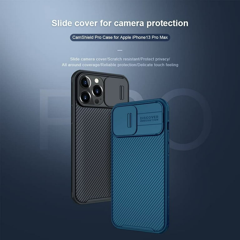 iPhone 13 Pro Max Case with Camera Cover,Slim Fit Thin Polycarbonate  Protective Shockproof Cover with Slide Camera Cover, Upgraded Case for  Apple