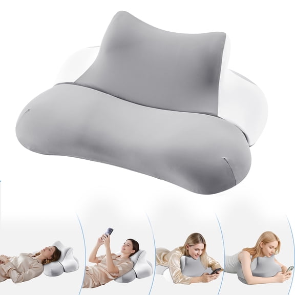 KAIPARA Reading Pillow for Lying, Bed Wedge Pillow, Contour Memory Foam Pillow, Ergonomic Cervical Pillow for Neck and Shoulder Pain Relief,