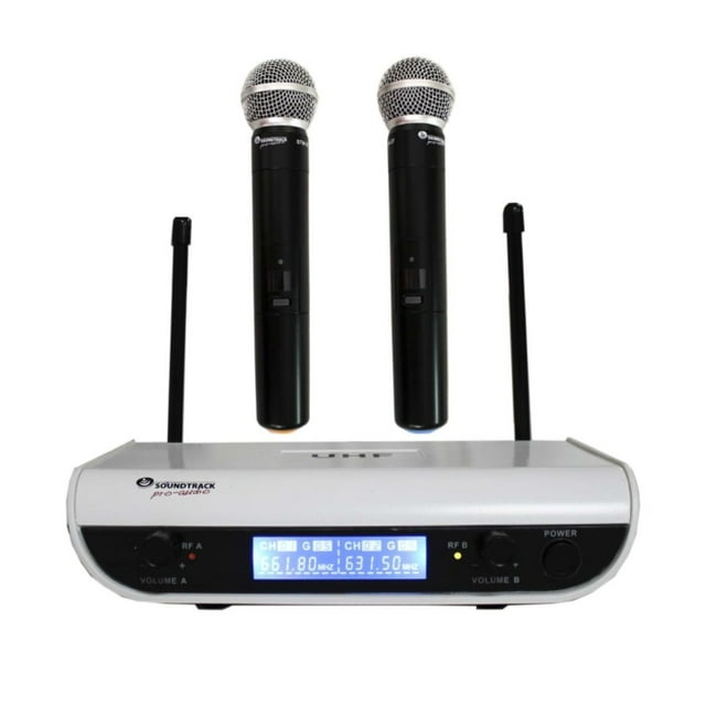 Micrófonos SOUNDTRACK STW-27HU2 Inalámbricos 2 Canales Maletín de Plástico