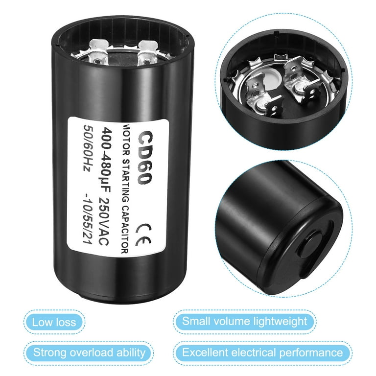 Uxcell 400-480uF/Mfd 250VAC 50/60Hz Motor Start Capacitor Uxcell 400-480uF/Mfd 250VAC 50/60Hz Motor Start Capacitor