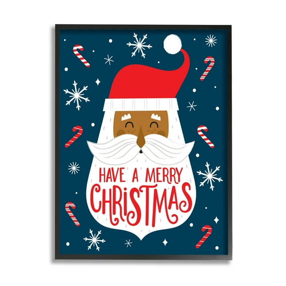 Have Merry Christmas Patterned Santa Holiday Graphic Art Black Framed Art Print Wall Art