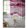 thumbnail image 2 of Split Shower Curtain for Transfer Bench, Pink Coastal Fabric Shower Curtains for Bathroom, Summer Beach Nautical Abstract Art Tub Sliding Transfer Bench Waterproof Bath Curtains 72"x96", 2 of 9