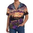 thumbnail image 1 of Balery Starry Night Purple Irises Camisa Casual de Manga Corta con Botones para Hombre, Texturizada, Estilo Cubano, para Playa, Verano-3X-Large, 1 of 5