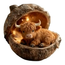 Christmas Highland Cow Ornaments, Cute Western Yak with Acorn, 2D Flat Acrylic Hanging Pendant for Xmas Tree Home Garden Party Car Backpack Decor (C-1PCS)
