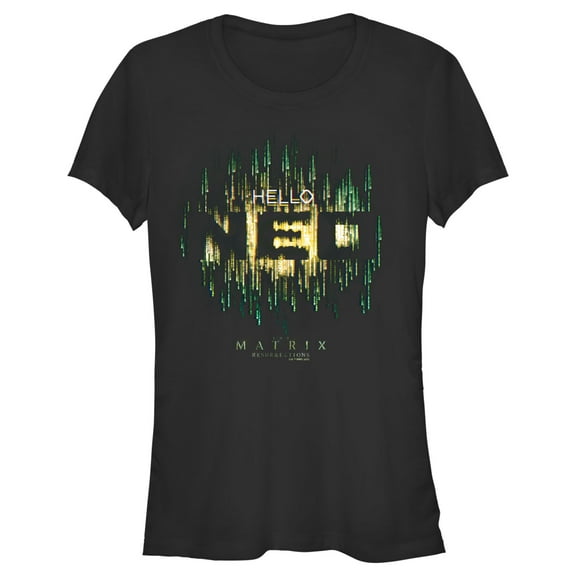 Junior's The Matrix Resurrections Hello Neo  Graphic Tee Black X Large