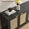 thumbnail image 6 of SICOTAS 61.5"W Rattan TV Stand Set of 2 with 4 Doors– Large Boho Farmhouse TV Cabinet Media Console with Height-Adjustable Shelves & Spacious Countertopfor Living Room, Black Oak, 6 of 9