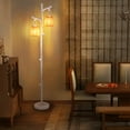 thumbnail image 4 of Gymax Dimmable Floor Lamp 2 Light Tree Trunk Wicker Shade Wood Grain Tube Living Room, 4 of 9