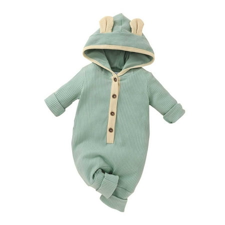 

Odeerbi Reduced Baby Girls Boys Clothes Baby Rompers Toddler Cartoons Long Sleeved Hooded Ribbed Romper Trousers Suit