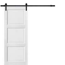 Sliding Barn Door with Hardware | Lucia 2661 | 6.6FT Rail Hangers Sturdy Set | 3 Paneled Shaker Wooden Solid Panel Interior Doors -28" x 96"-Black Rail