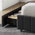 thumbnail image 6 of FULL size Vertical Soft-Covered Plastic Drawer Bed, Adjustable Height Headboard, Large Bed Frame with Storage Space,  Gray Bed Frame with Drawers, 6 of 8