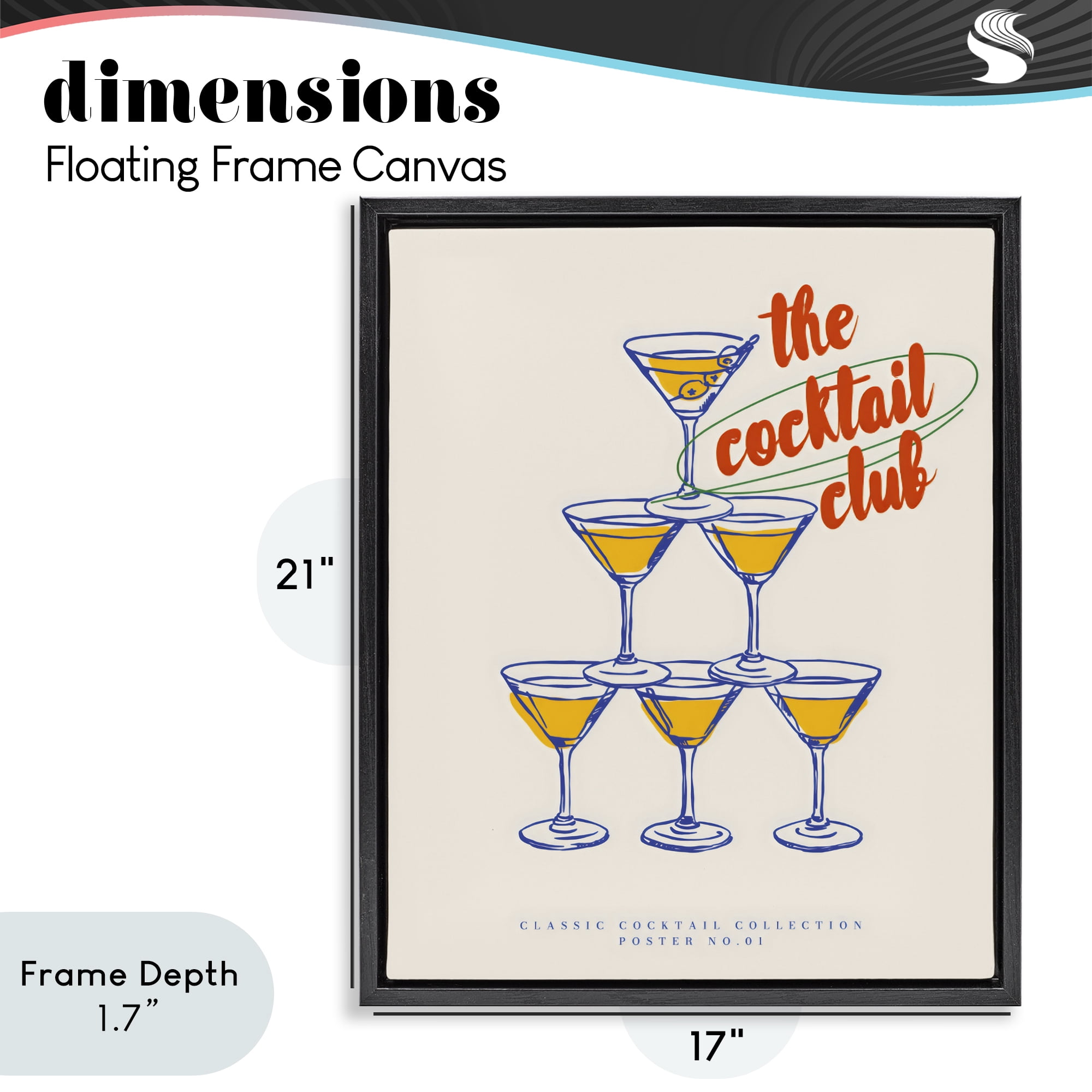 Stupell Industries Tower Toast Cocktail Club Black Framed Floater Canvas Wall Art, design by The Prints Vibe