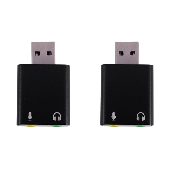 2X 7.1-Channel Aluminum Alloy USB Sound Card Computer External Sound Card USB7.1 Sound Card Analog Sound Card,2 x 7.1 USB sound card,black