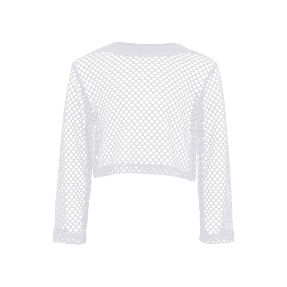 YUQIN Soft Girls Tops Fashionable Mesh Hollow Out Long Sleeve Shirts For Kids And Tweens Casual Breathable Blouse Carnival Party Top Trendy T Shirts Tops