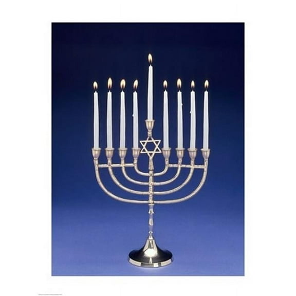 Close-Up of A Menorah with A Star of David Poster Print, 18 x 24