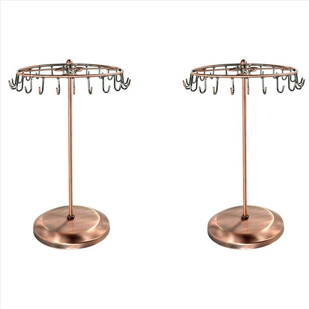 2X Organizador Soporte para Giratorio de Metal Negro de 13,3 Pulgadas para Collares Y Pulseras B