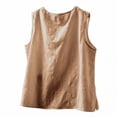 thumbnail image 5 of ManxiVoo Jacquard Sleeveless Shell for Women Breathable Layering Tank in Relaxed Fit with Modern Round Neck M Size Brown, 5 of 6