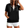 thumbnail image 5 of Sevevn Women's Short Sleeve Hoodie Half Zip Pullover Hooded Sweatshirt with Pocket Casual Raglan Sleeve Tops Black S, 5 of 8
