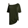 thumbnail image 1 of Gibobby Playera Manga Corta para Mujer Cuello sesgado manga mujer hombro blusa corta camiseta Tops camiseta blusa mujer(Verde,CH), 1 of 5