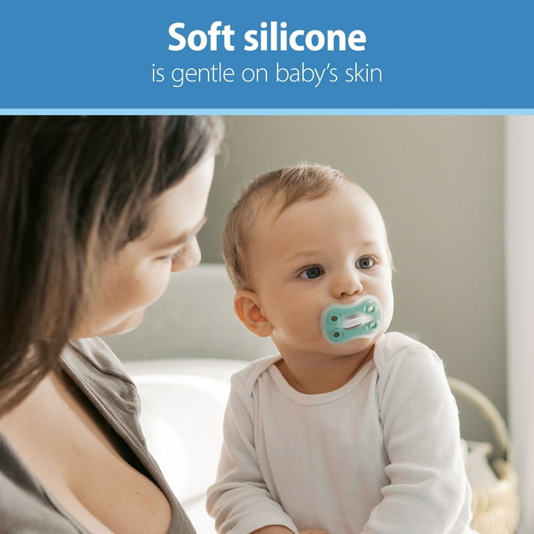 Dr. Brown's Advantage One-Piece Silicone Baby Pacifier, Fully Symmetrical, Neutral, 6-18M, 3 Pack