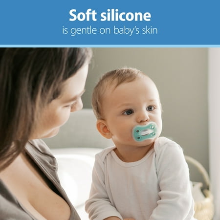Dr. Brown's Advantage Lightweight One-Piece Silicone Baby Pacifier, Fully Symmetrical Soother, Neutral, 6-18m, BPA Free, 3 Pack