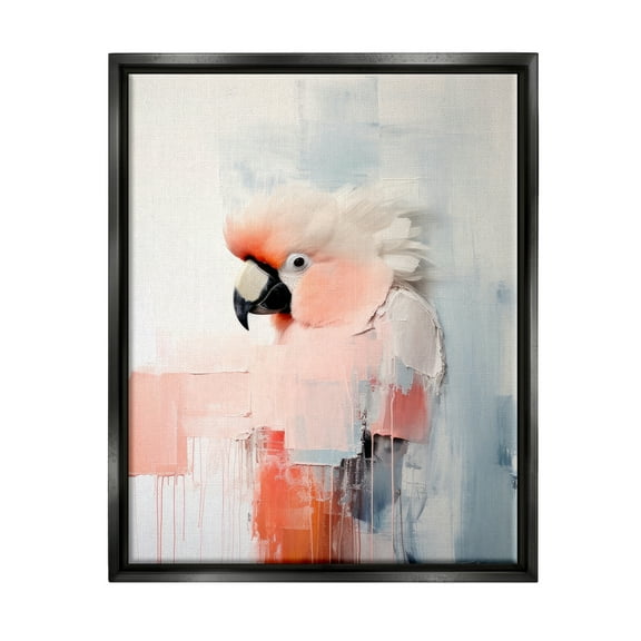 Stupell Industries Modern Cockatoo Portrait Animals & Insects Painting Black Floater Framed Canvas Art Print Wall Art, 17 x 21