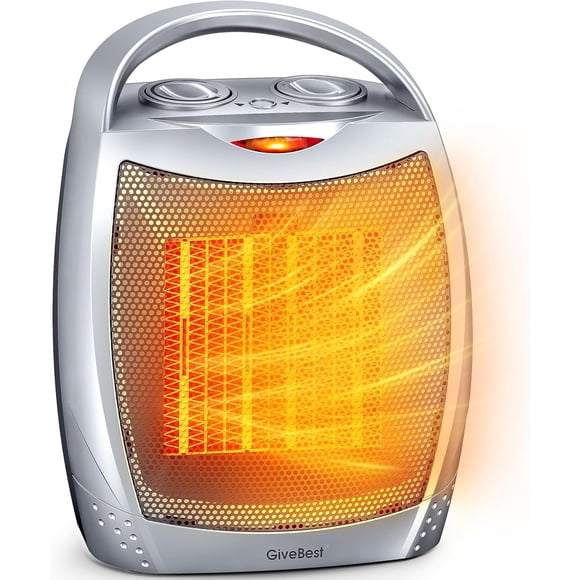 Refurbished GiveBest Portable Electric Space Heater with Thermostat, Silver