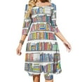 thumbnail image 1 of Bibliothèque Nœud Cœur Robe Évasée Design Mode Grande Taille Robe Ample Liseuse Bibliothèque, 1 of 4