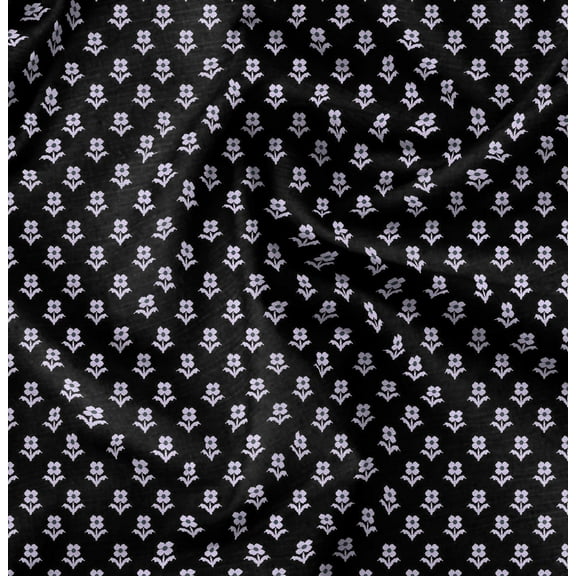 Soimoi Pure Silk Black Fabric By the Yard - 42 Inch Wide - Florals Print Fabric - Elegant and Timeless Patterns for Fashion and Home Decor Printed Fabric