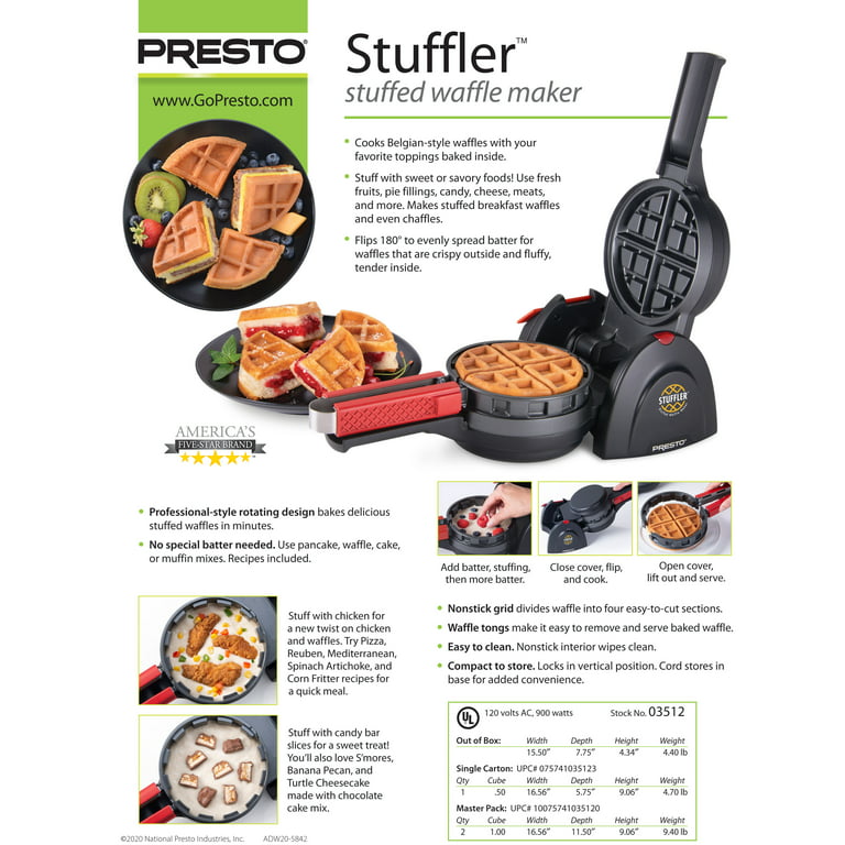 Presto Stuffler™ electric Stuffed Waffle Maker - 03512 