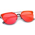 thumbnail image 4 of sunglassLA Unisex Modern Fashion Minimalist Wire Temple Rimless Color Mirror Lens Pantos Metal Sunglasses (Black / Red Mirror) - 58mm, 4 of 4