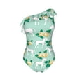 thumbnail image 4 of Yiaed Horse And Flower Print Women One Piece Swimsuits Tummy Control One Shoulder Bathing Suits Pattern Ruffle Swimwear-Small, 4 of 8