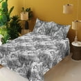thumbnail image 2 of Ambesonne Romantic Flowers Fitted & Flat Sheet with Sham 3 Pcs Set, Melancholic Floral, Twin XL, Charcoal Grey Off White, 2 of 5