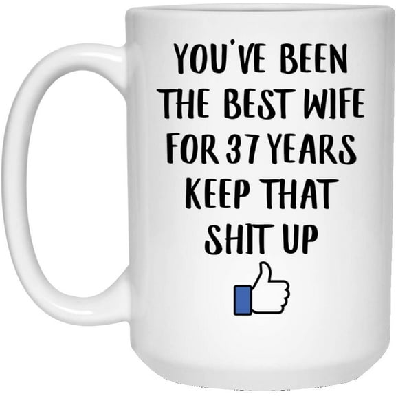 37 Year Anniversary Wedding Gifts For Her 37th Yr Together Celebration Present For Wife Christmas 2022 Gifts Coffee Mug White 15 Oz