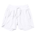 thumbnail image 5 of PWPSG Women's High Waist Drawstring Quick Dry Side Split Athletic Shorts, Zipper Pockets for Yoga Workout Daily Commute White S, 5 of 8