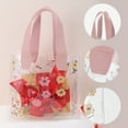 thumbnail image 2 of Unique Bargains 1 Pc Reusable Gift Bag Durable Floral Handle Gift Bag Pink, Transparent Small, 2 of 5