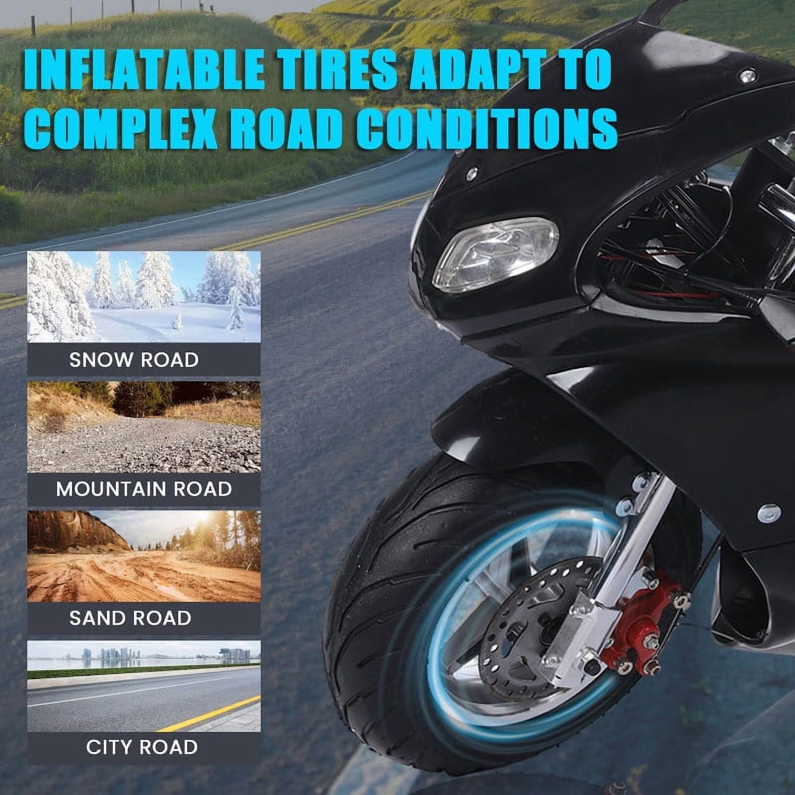 Seipouy Mini Motorcycle, 49cc 2 Stroke Pocket Bike, Gas Motorbike, Racing Max Speed 20Mph, Dual Headlights 1.25L Gas Tank, Max Load 170lbs, for Kids