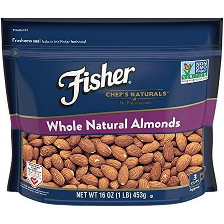 Fisher Whole Natural Almonds, Non-GMO, No Preservatives, 16