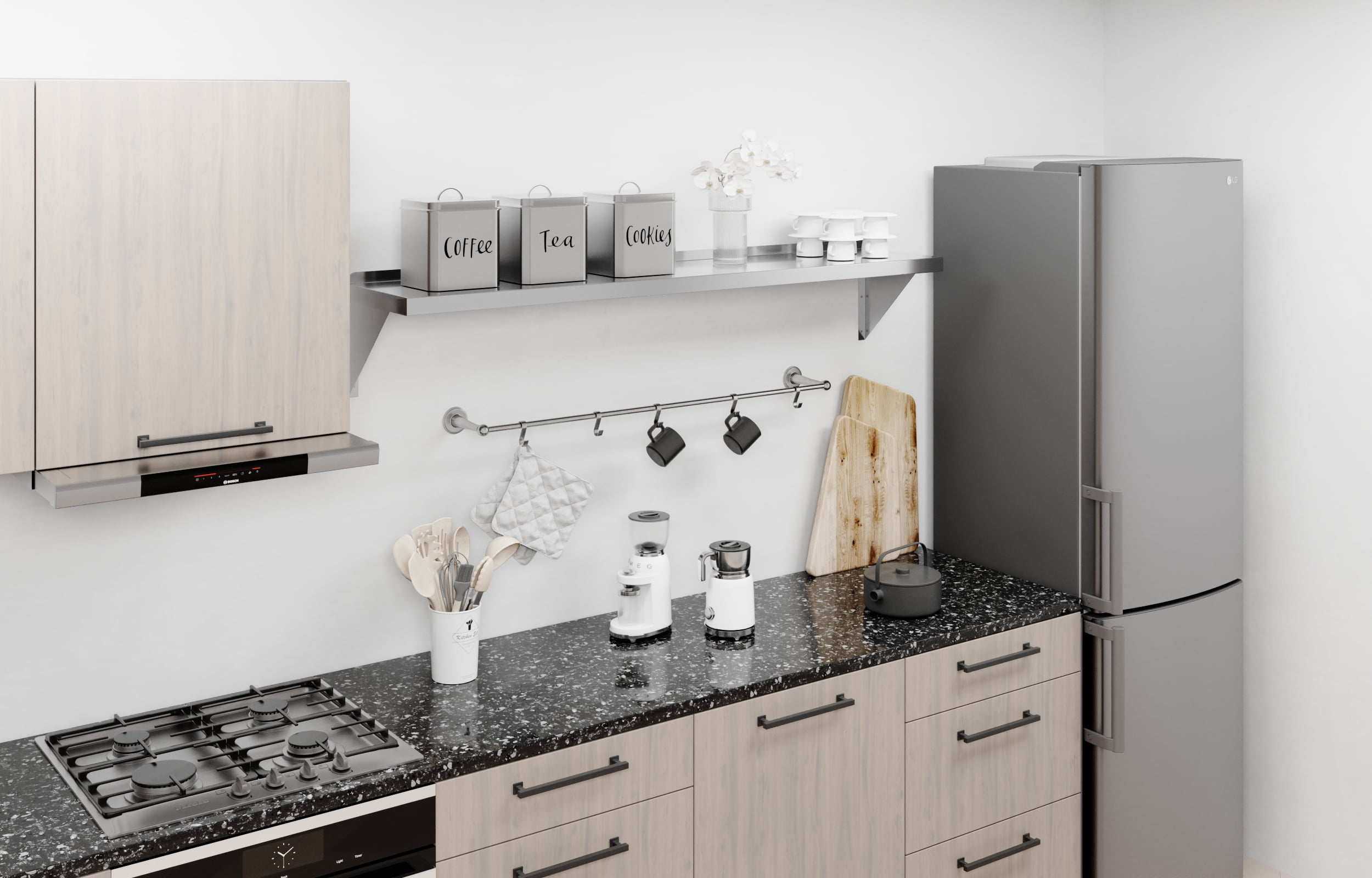 AmGood 12" Width x 60" Length | Stainless Steel Wall Shelf | Square Edge | Metal Shelving | Heavy Duty | Commercial Grade | Wall Mount | NSF Certified