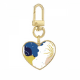 thumbnail image 1 of Blue White Abstract Art Gold Heart Keychain Metal Keyring Holder, 1 of 3