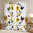 thumbnail image 2 of Homewish Country Flower Floral Blackout Curtains Set of 2 (52x84 Each),Spring Garden Black Butterflies Window Curtains,Yellow White Black Curtains and Drapes For Men Women,Ultra Soft Home Decor, 2 of 6