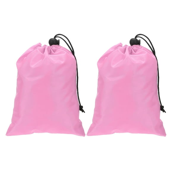 Uxcell Polyester Laundry Bag, Heavy Duty Travel Bag with Drawstring Tear Resistant Dirty Clothes Storage Pink 20 x 15 cm