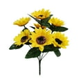 thumbnail image 1 of Ramo de girasoles artificiales de 7 cabezas, tela de seda, tallos de plástico flexibles, para decoración de bodas y el hogar, 1 of 8