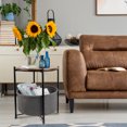 thumbnail image 6 of Round Sofa Side Table End Table with Storage Fabric Basket for Living Room Bedroom Removable Tabletop Home Nightstand, Rustic Brown, 6 of 8