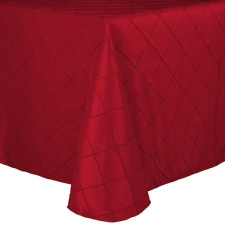 

Ultimate Textile Embroidered Pintuck Taffeta 90 x 156-Inch Rectangle Tablecloth with Rounded Corners Holiday Red