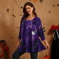 thumbnail image 3 of LARACE Plus Size Women's Halloween Tunic 3/4 Sleeve Clothes Swing Babydoll Top Side Split Crewneck Blouse Flowy Shirts Flower61 2X, 3 of 4